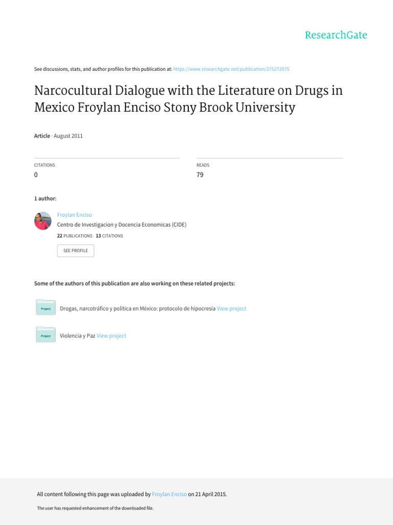 Narco Cultural Dialogue With The Literature On Drugs - 