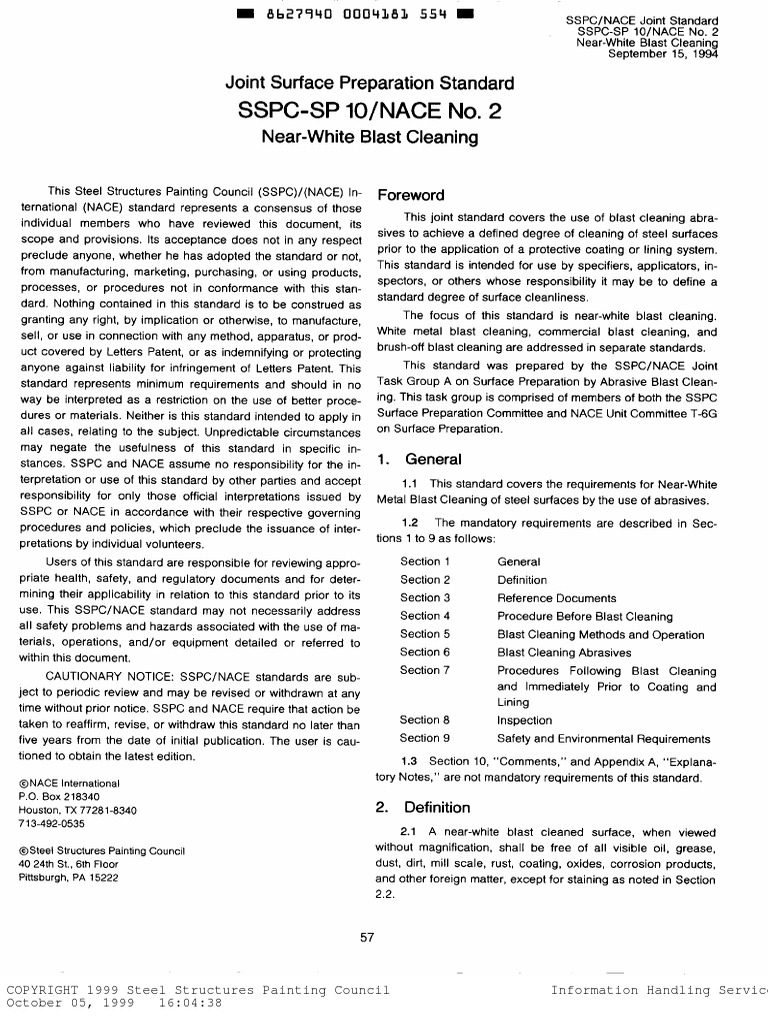 SSPC SP10 Surface Preparation Guide | PDF | Travel | Technology ...