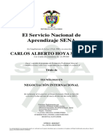 Diploma Sena (Tecnólogo) Carlos Hoya