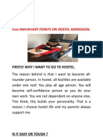 Five Important Points On Hostel Admission.: Firstly Why I Want To Go To Hostel