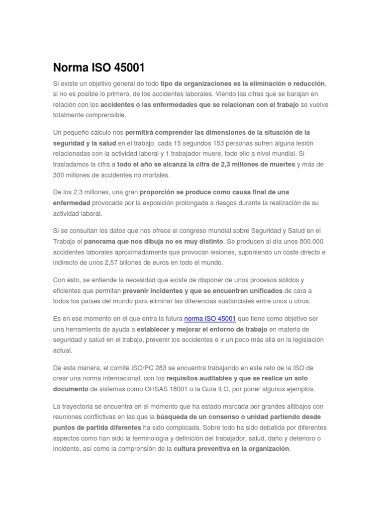 Norma ISO 45001 | PDF | Seguridad y salud ocupacional | Planificación