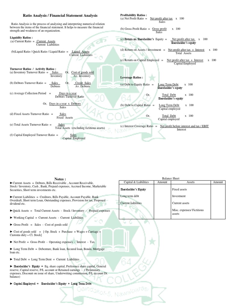 RATIO ANALYSIS FORMULAS PDF FREE DOWNLOAD visual data 8
