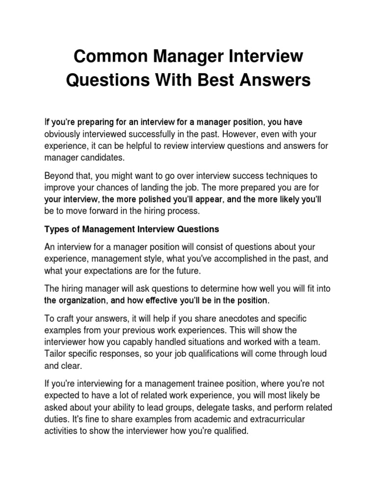 research manager interview questions and answers