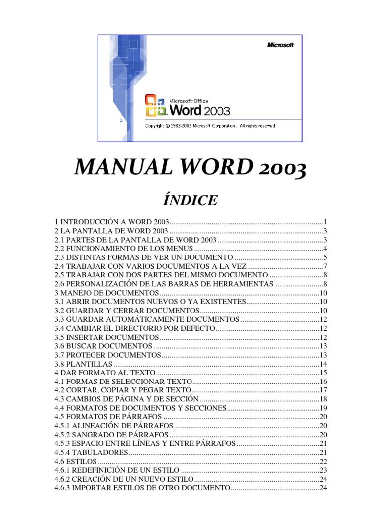 Manual Word 2003 HTML Archivo De Computadora