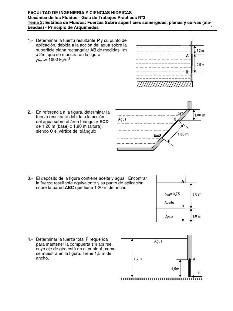 Fluid Mechanics Exercises PDF Naturaleza