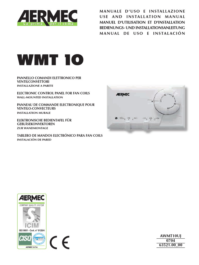 Aermec WMT 10 Installation Manual Eng | PDF | Hvac | Air Conditioning