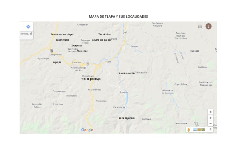 Mapa de Tlapa y Localidades Adyacentes | PDF