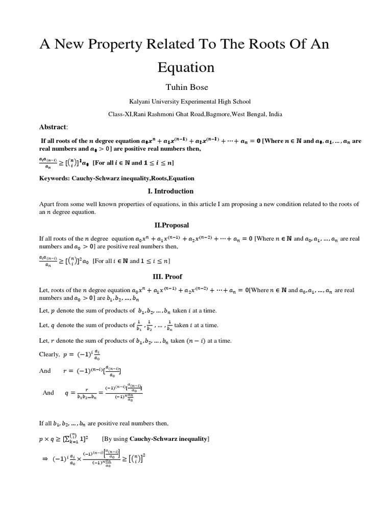A New Property of The Roots of An Equation | PDF | Abstract Algebra ...