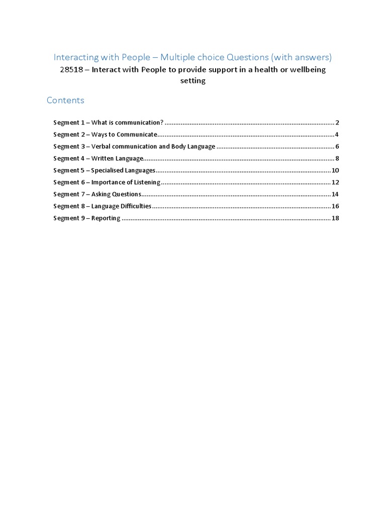 Interacting With People Multi Choice Questions With Answers | PDF ...