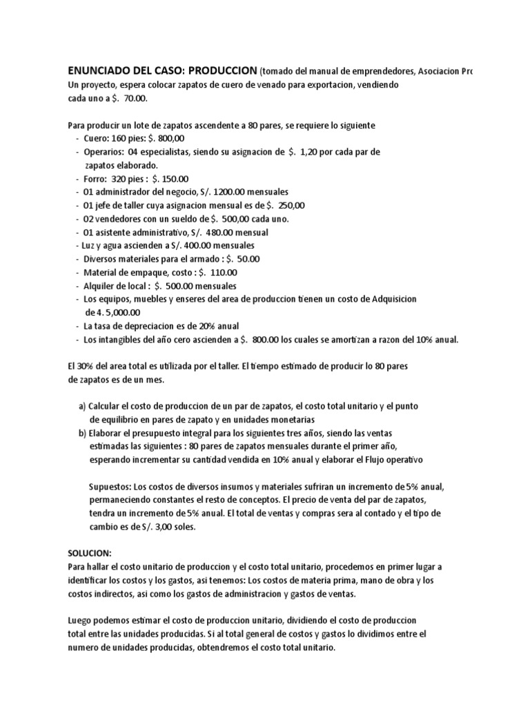 Cálculo de Costos y Presupuestos de Zapatos | PDF | Presupuesto ...