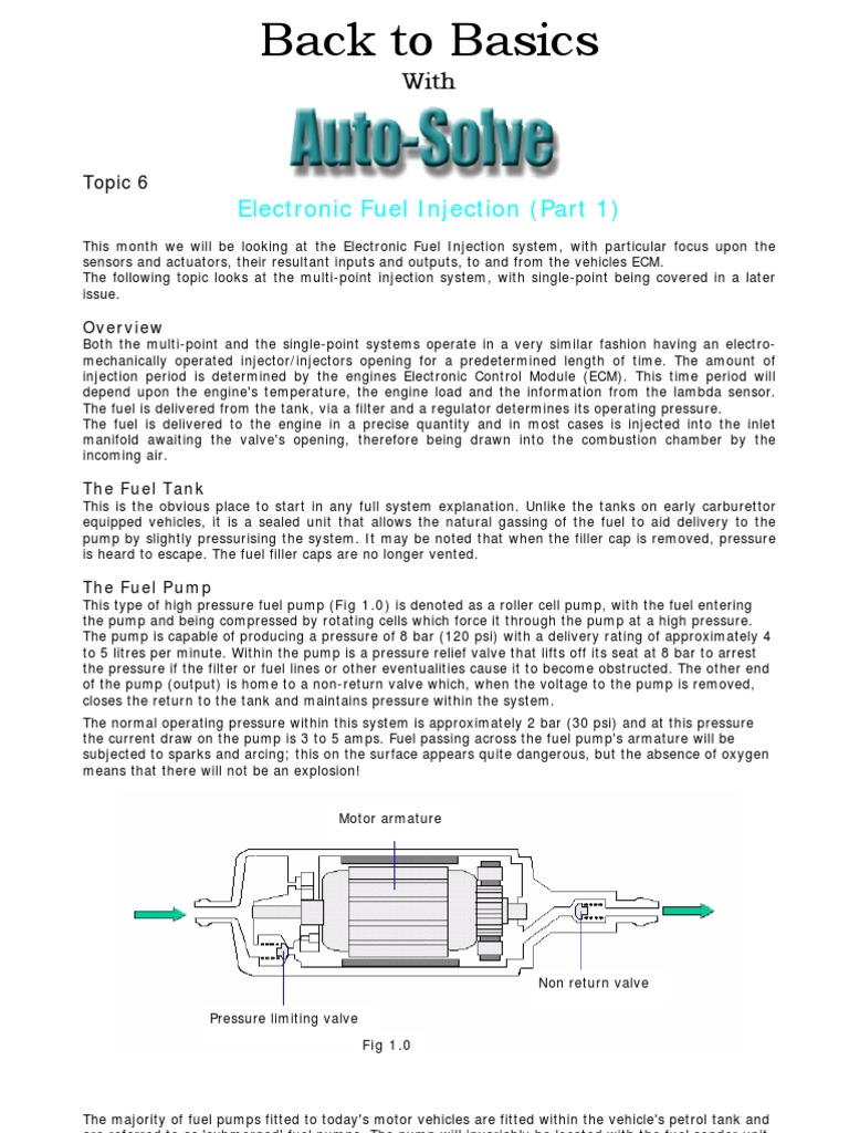 Electronic Fuel Injection (Part 1) : Topic 6 | PDF | Fuel Injection | Pump