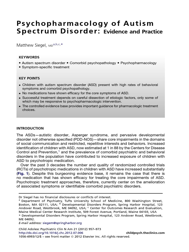 Update on ASD Psychopharmacology | PDF | Autism Spectrum | Attention ...