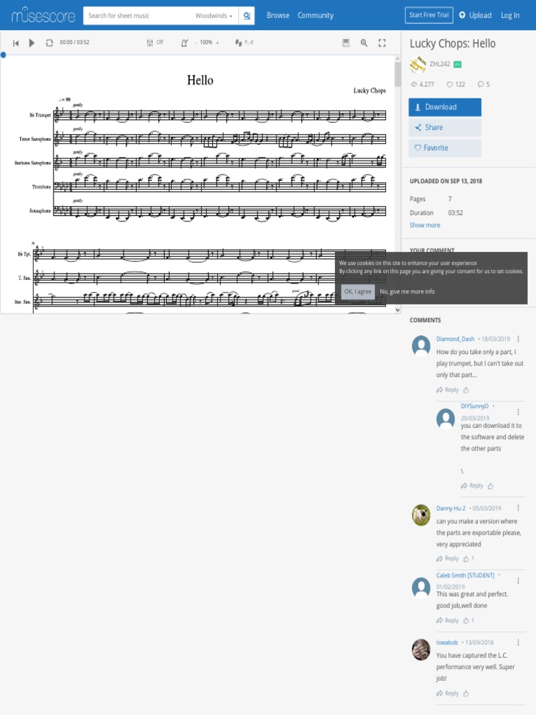 Free Baritone Sheet Music: Lucky Chops | PDF | Http Cookie | Hypertext