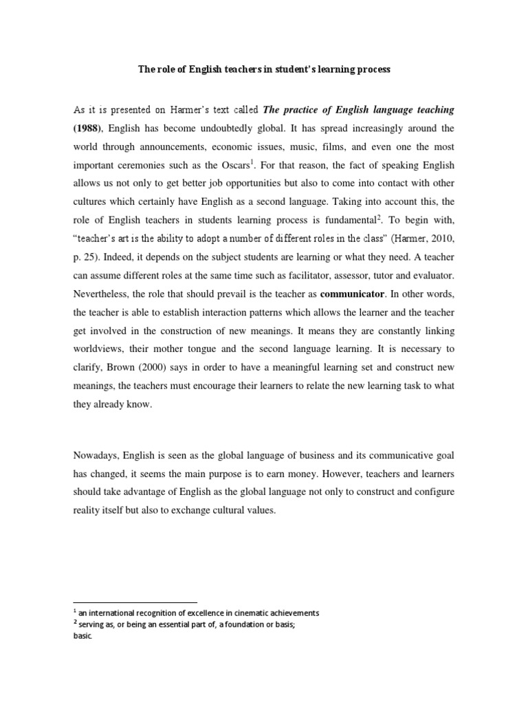 essay about learning english