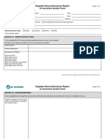 Supplier Nonconformance Report & Corrective Action Form: Type of Work