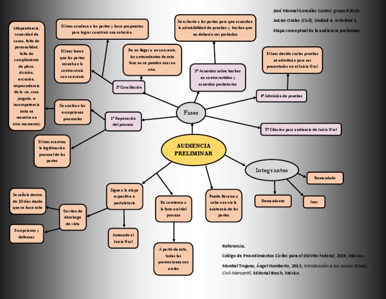 Mapa conceptual de la audiencia preliminar en Juicio Civil