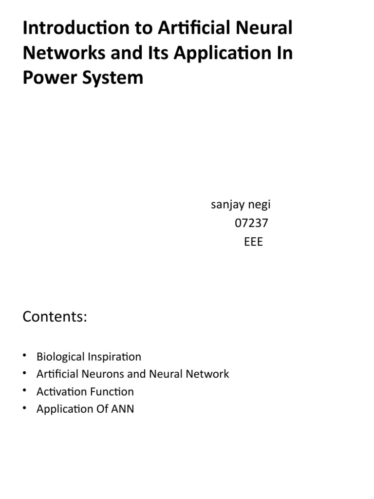 ANN Applications in Power Systems | PDF | Artificial Neural Network ...
