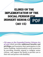 Guidelines On The Implementation of The Social Pension For Indigent Senior Citizens (AO 15)