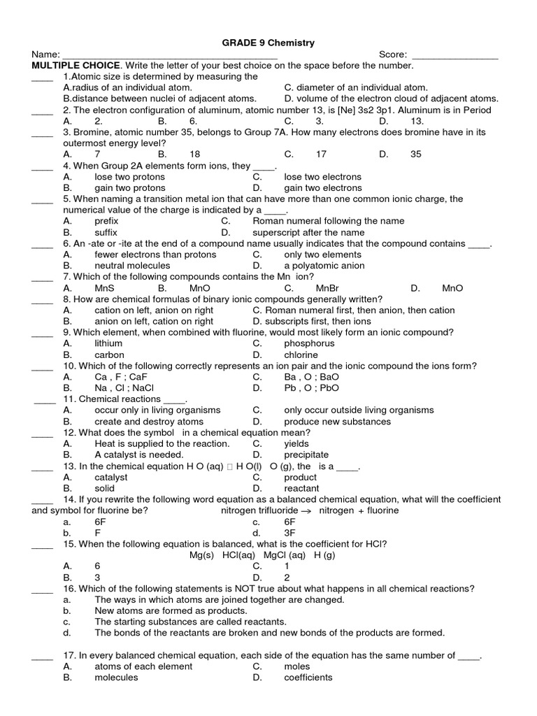 General Chemistry Fro Grade 9 | PDF | Ion | Chemical Compounds