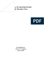 Eulogy of Leonhard Euler by Nicolas Fuss: Translated by John S. D. Glaus April 2005