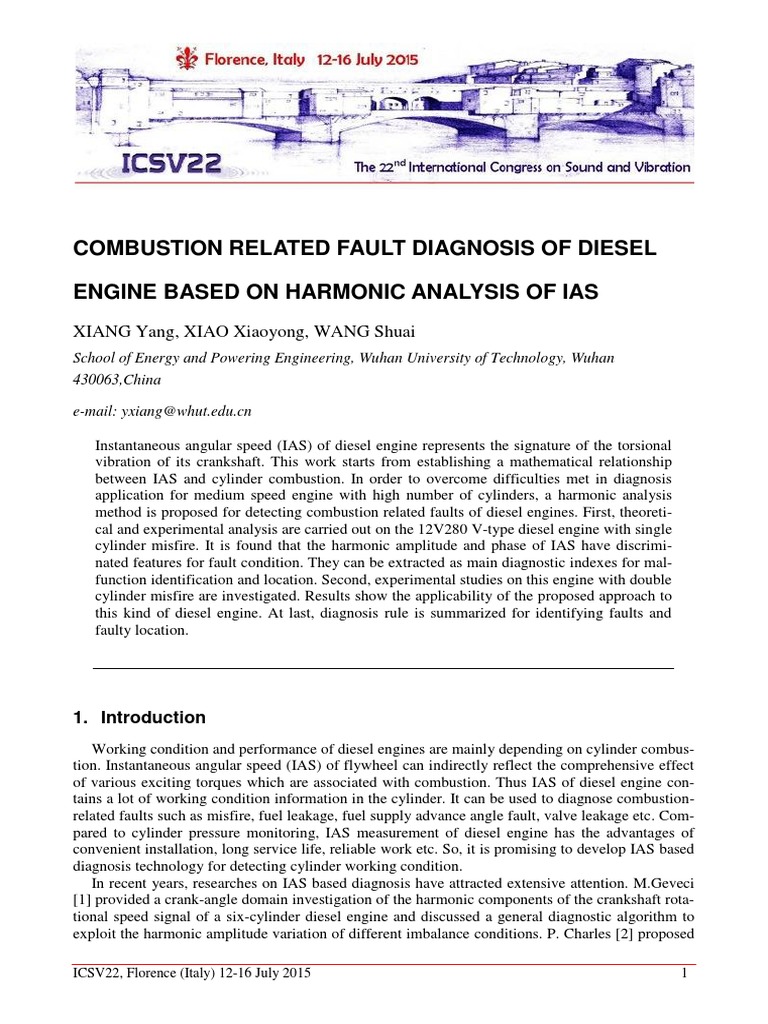 Diesel Engine Fault Diagnosis via IAS Analysis | PDF | Internal ...