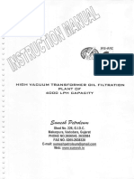 HV Transformer Oil Filtration Sumesh Instruction Manual
