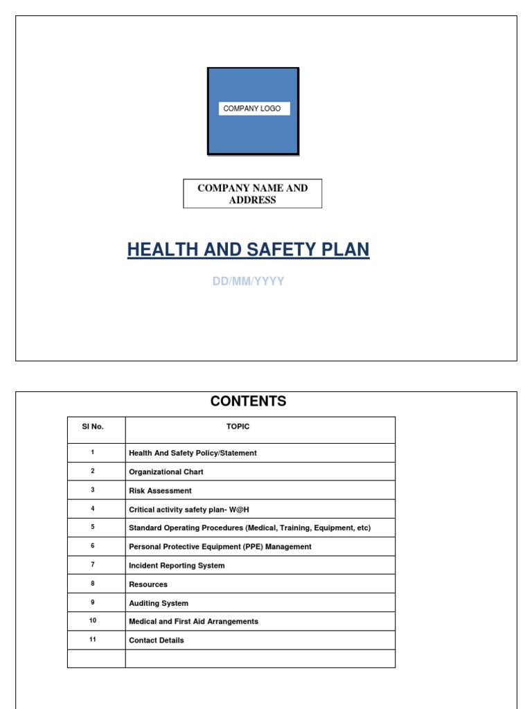 Comprehensive Health and Safety Plan | PDF | Personal Protective ...