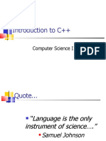 Introduction To C++: Computer Science I