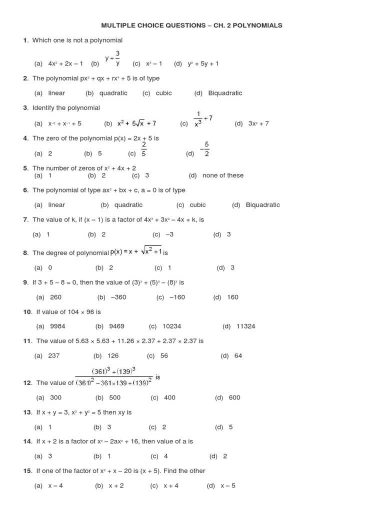 Multiple Choice Questions | PDF
