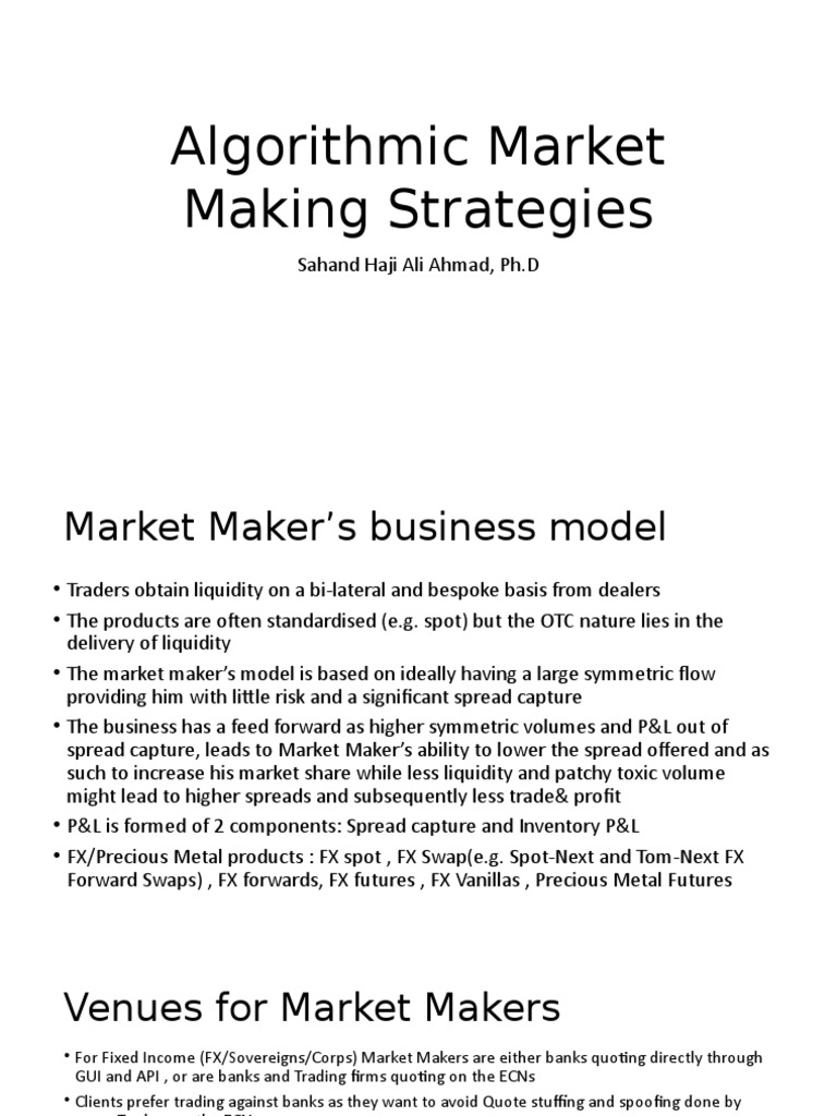 ALGORITHMIC MARKET MAKING intelligence overview