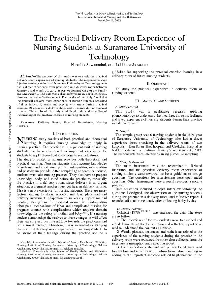 Nursing Students' Delivery Room Experience | PDF | Nursing | Childbirth