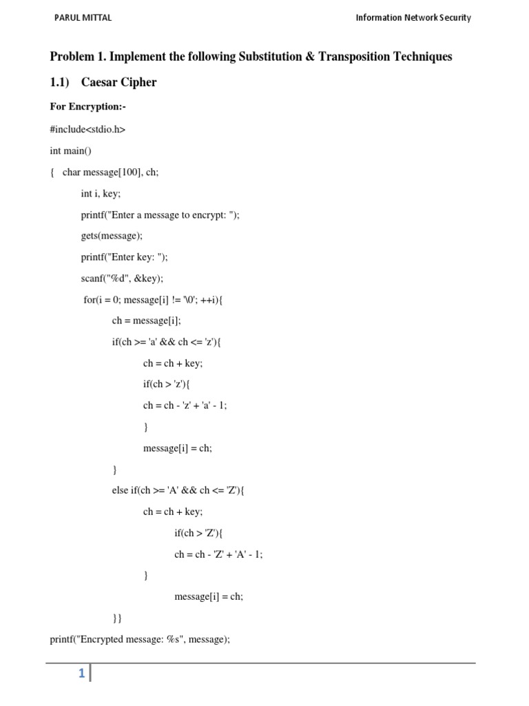 Encryption Techniques in C Programming | PDF | Cryptography | Encryption