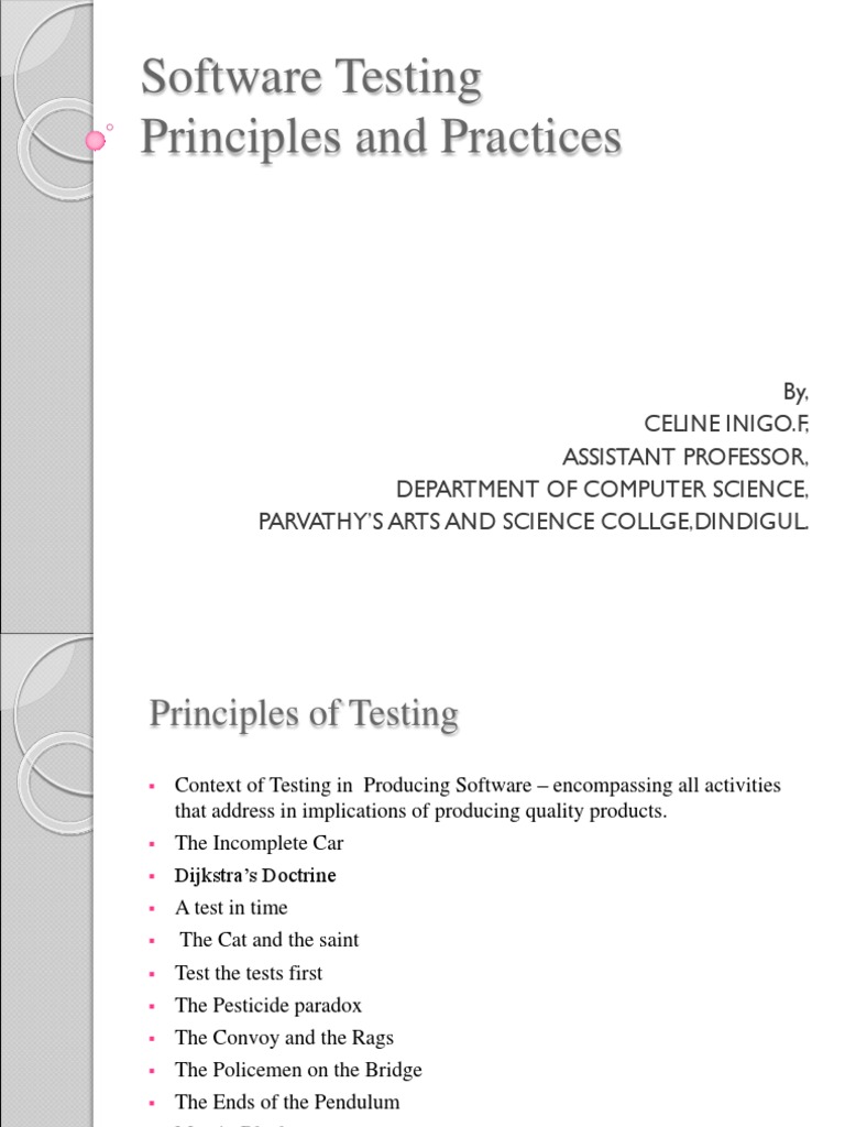 Software Testing Principles and Practices | PDF | Software Testing ...