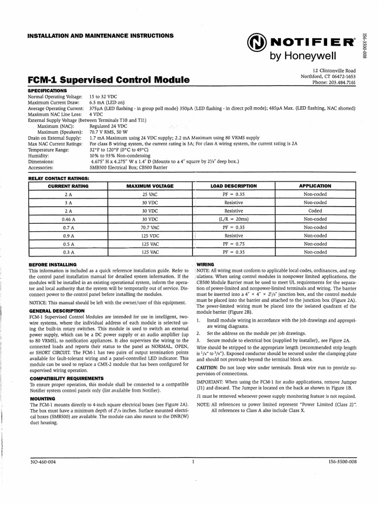 FCM-1 Control Module | PDF