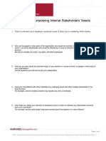 Worksheet for Considering Internal Stakeholders Needs