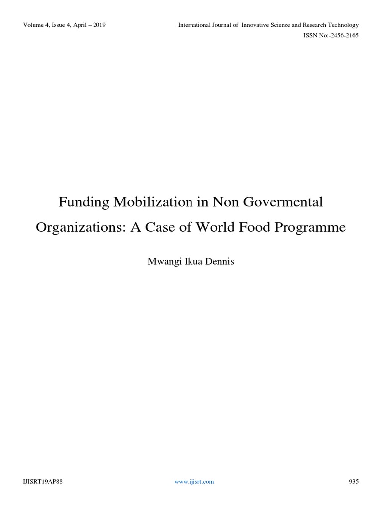 Funding Mobilization in Non Govermental Organizations: A Case of World ...