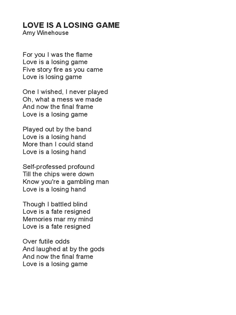 Love Is A Losing Game PDF | PDF