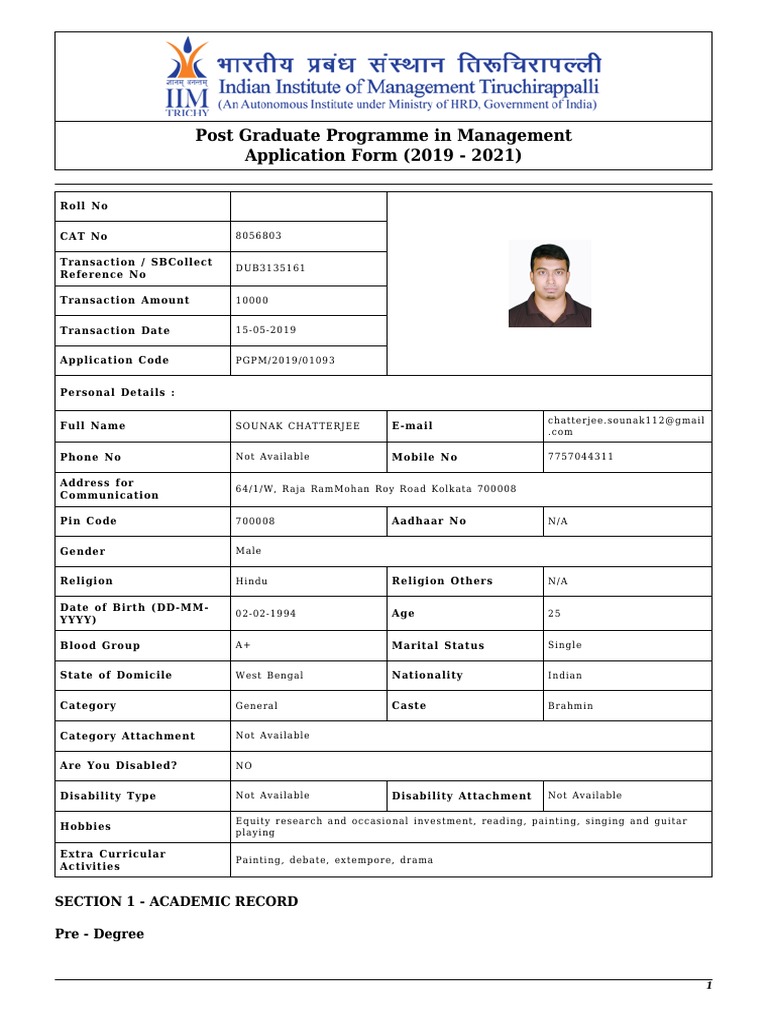 PGPM Application Form 2019-2021 | PDF | Professional Certification ...
