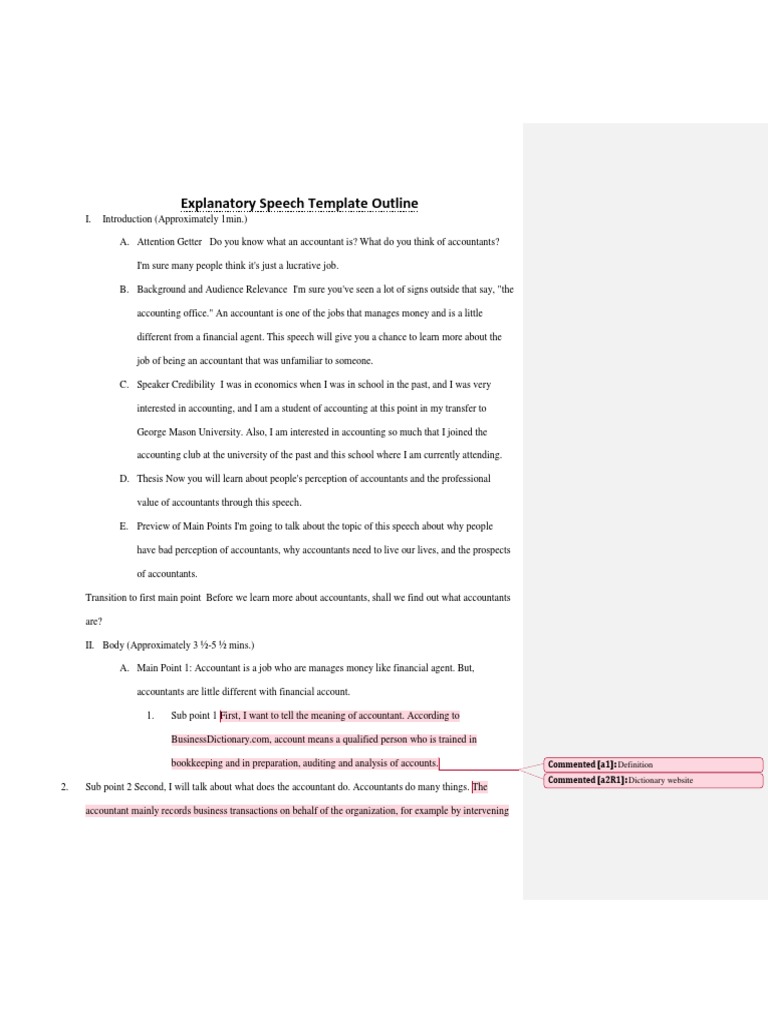 Synthesis outline sample picture