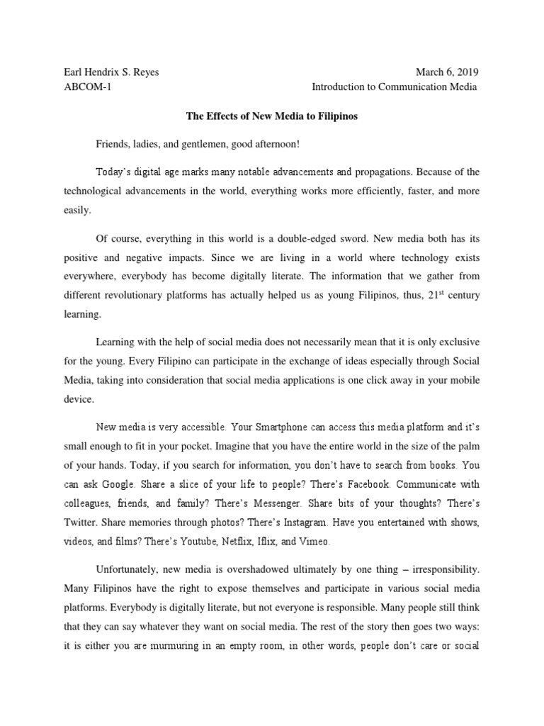 Impact of New Media on Filipinos | PDF | New Media | Social Media