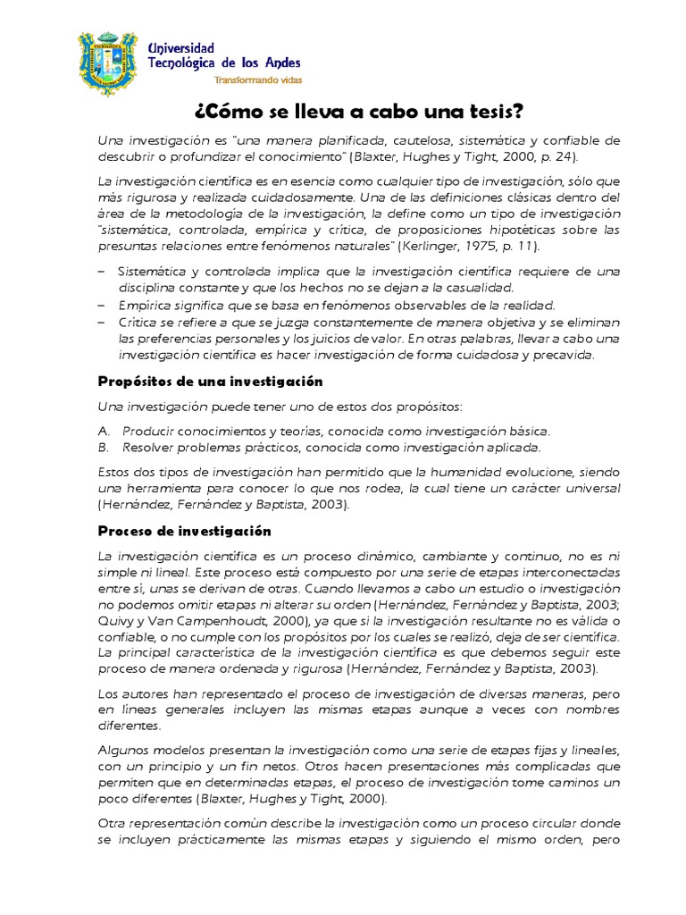 ¿Cómo se lleva a cabo una tesis? Propósitos de una
