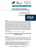 Analise de Custos Dos Sistemas Fotovoltaicos On-Grid e Off-Grid No Brasil