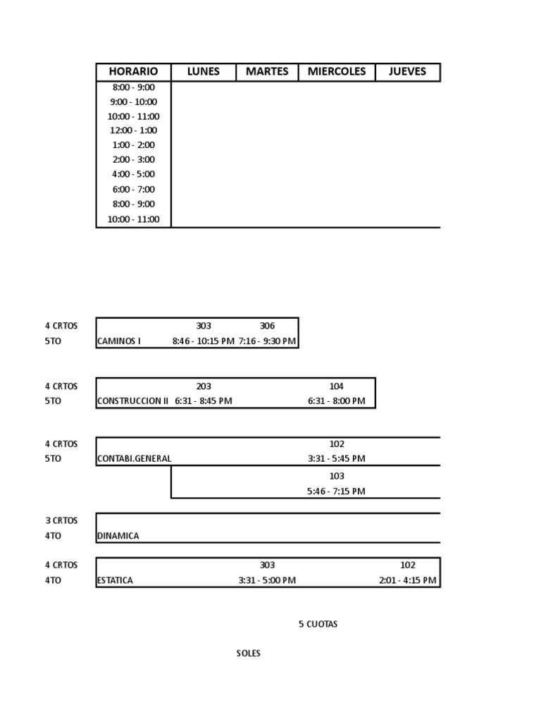Horario 2019 Ixlsx