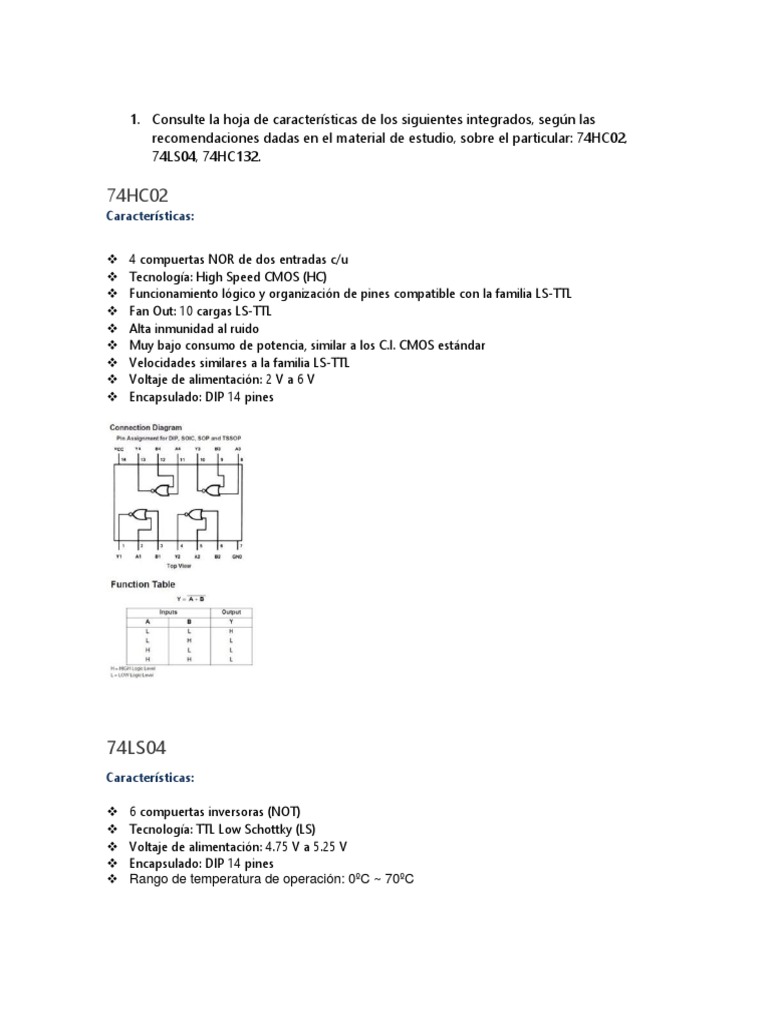 Comparativa de Circuitos Integrados 74HC y 74LS | PDF | Cmos | Circuito ...