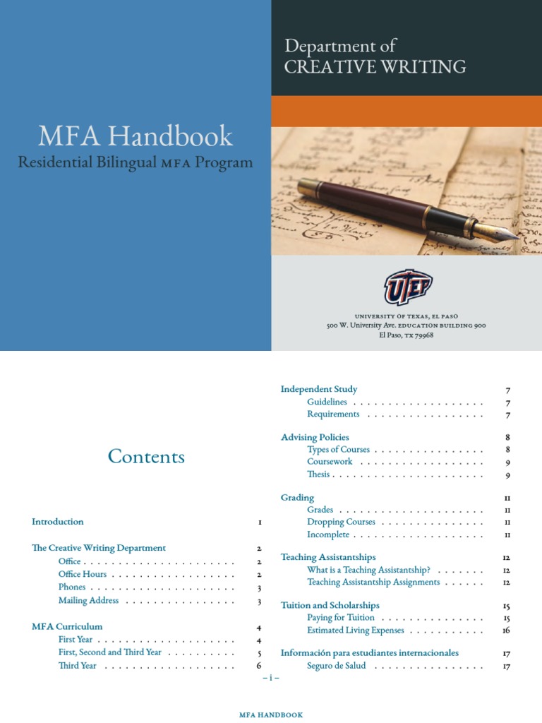 MFA Handbook | PDF | Thesis | Graduate School