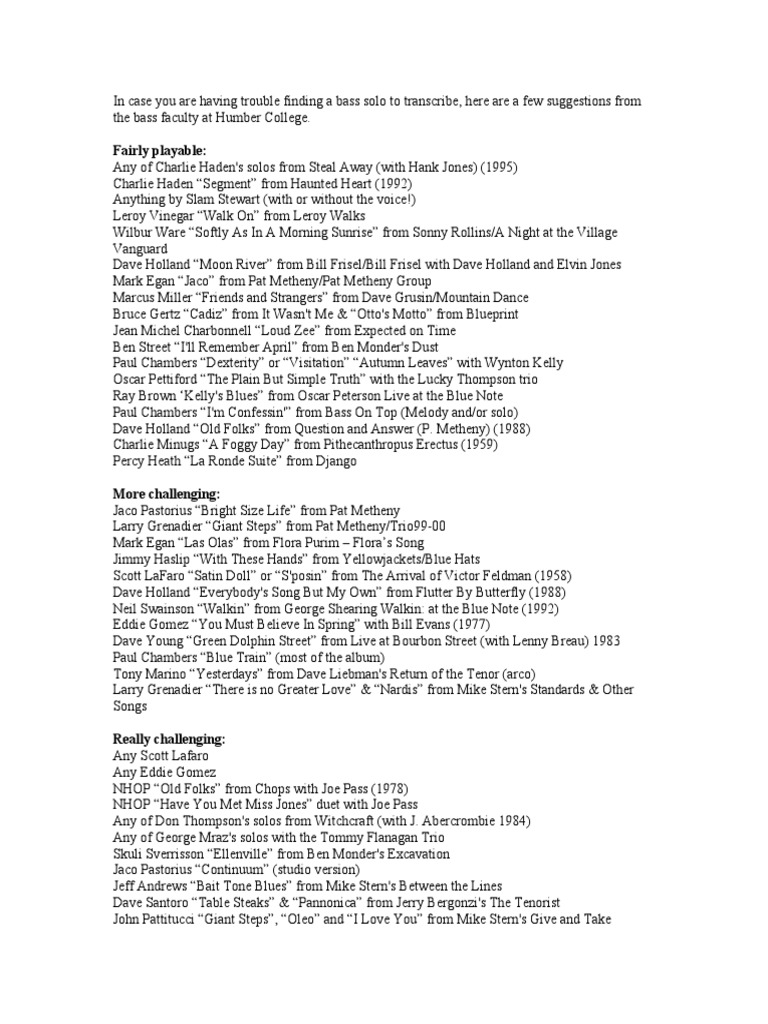 Transcription Ideas 2018 | PDF | American Music People | American