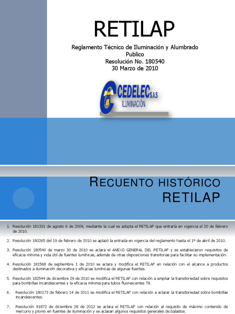 Reglamento Iluminación RETILAP | PDF | Encendiendo | Luz de la calle