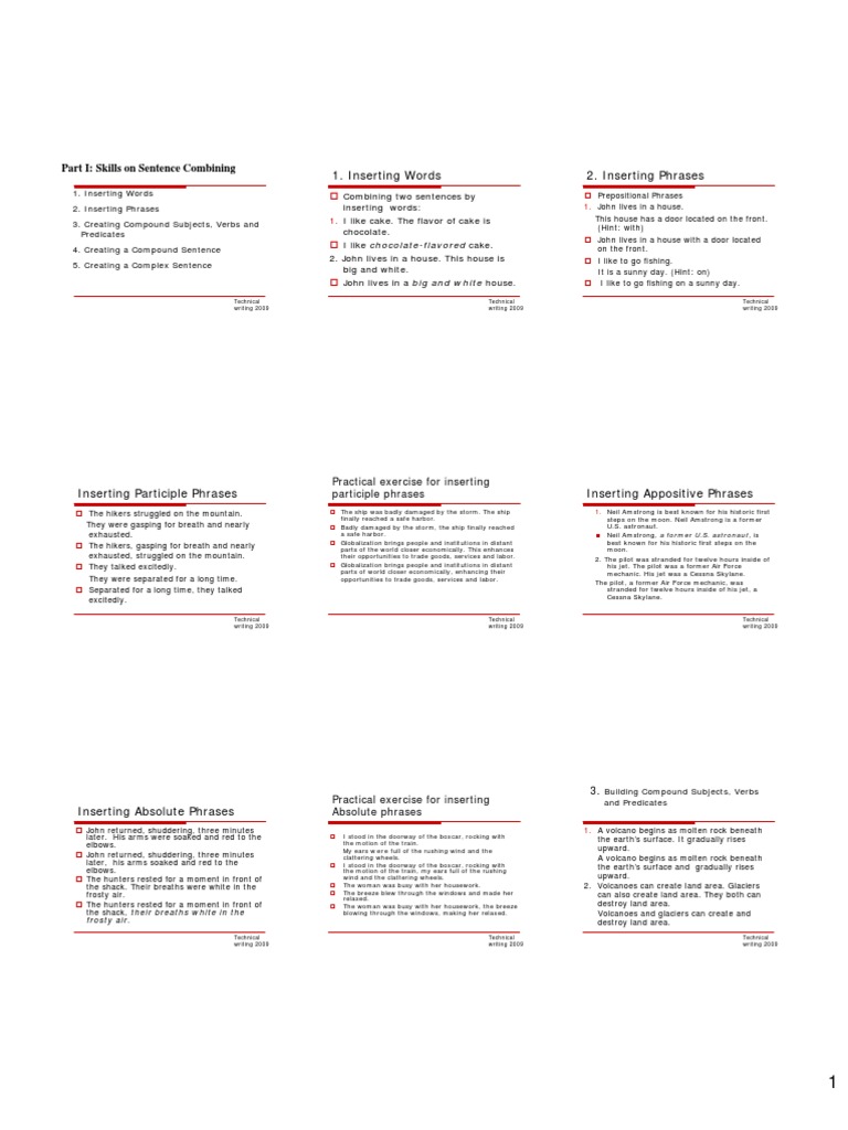Sentence Combining Techniques in Writing | PDF | Sentence (Linguistics ...