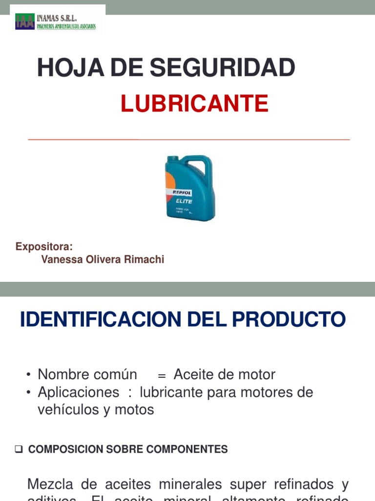 Hoja de Seguridad Lubricante PDF Lubricante Petróleo