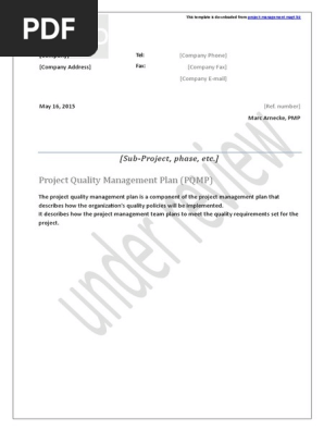 PMI 05 100 Quality Management Plan